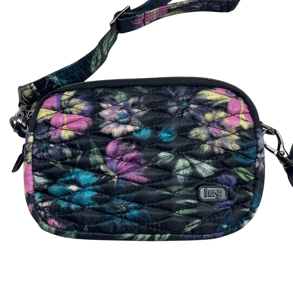 Lug Crossbody Bag NWOT Coupe Convertible‎ Quilted Bloom Black Floral Small
